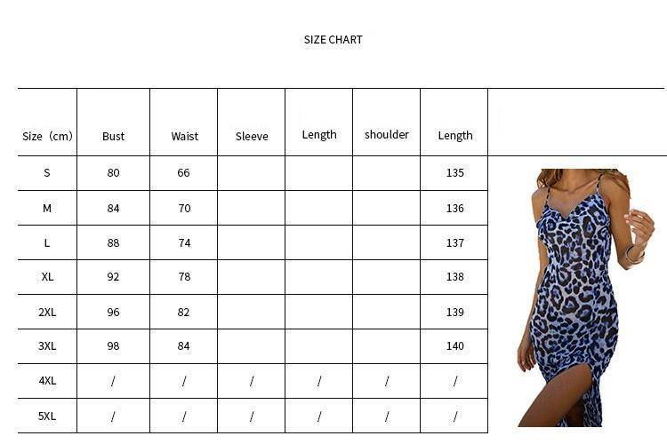 European American Summer New Beach Vacation Style Temperament Leopard Print Sexy Slit Slim-fit Suspender Dress - Nioor