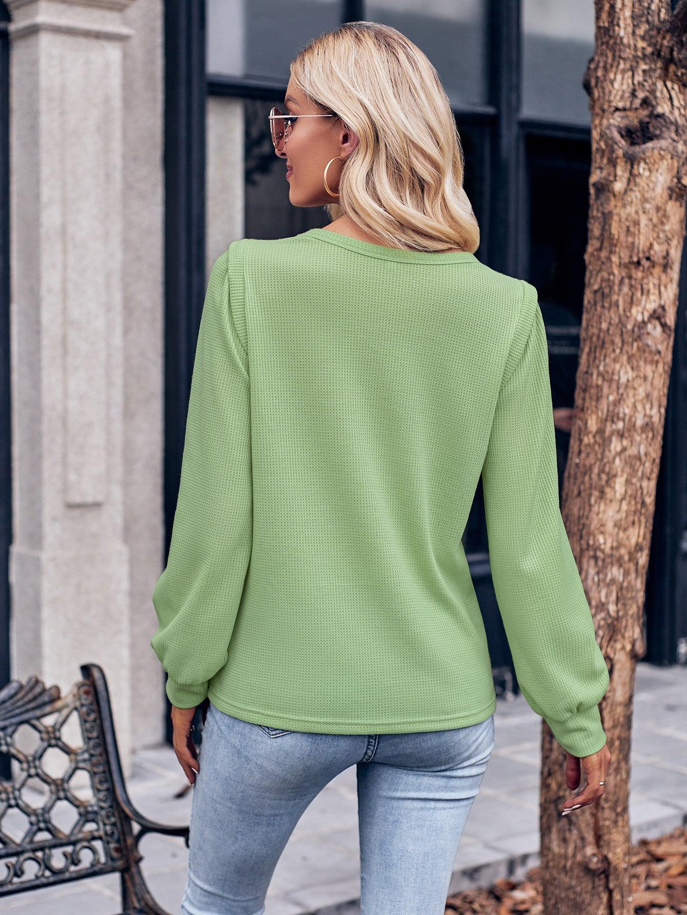 European And American Autumn And Winter Leisure Round Neck Solid Color Fashion Knitted Long-sleeved Top - Nioor