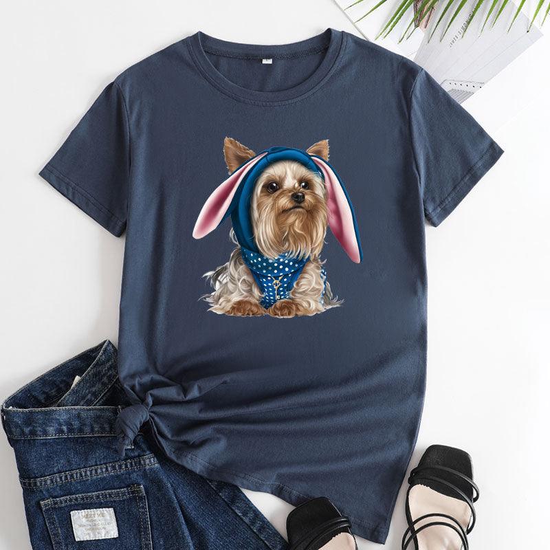 European And American Cute Dog Cotton Short-sleeved T-shirt - Nioor