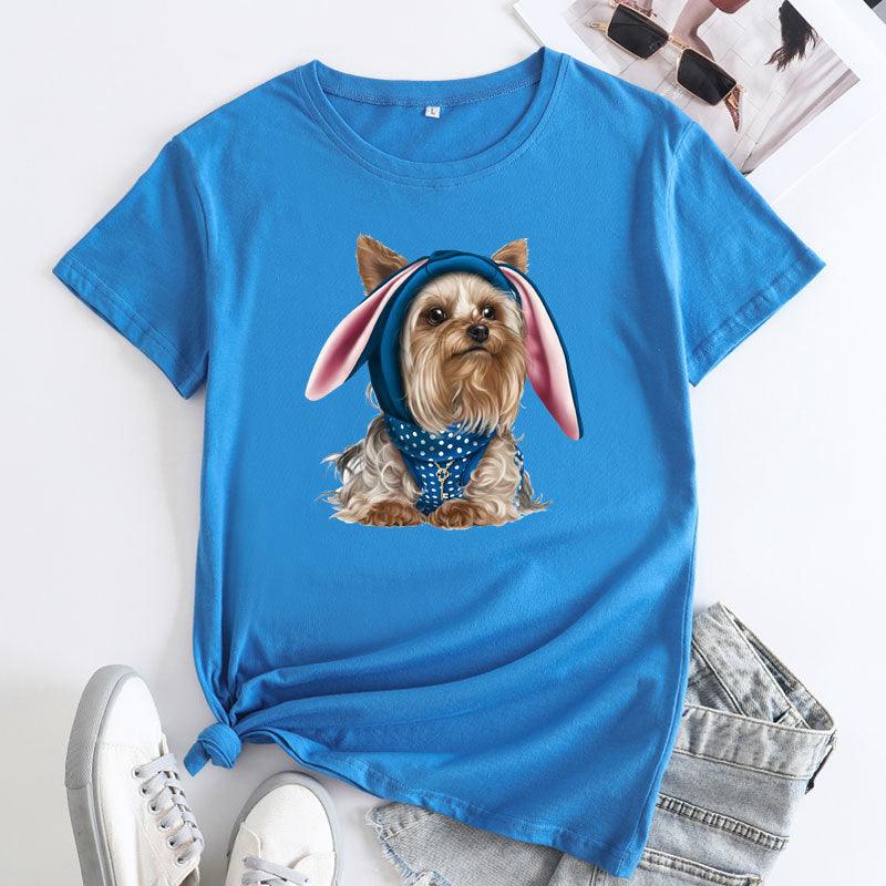 European And American Cute Dog Cotton Short-sleeved T-shirt - Nioor