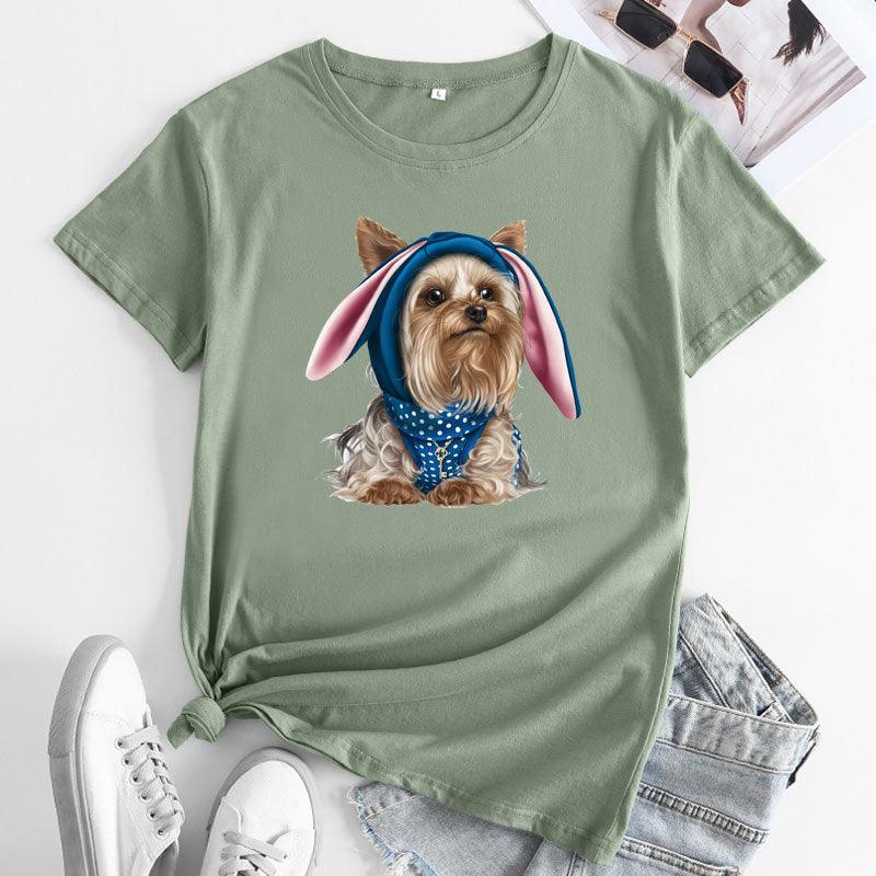 European And American Cute Dog Cotton Short-sleeved T-shirt - Nioor