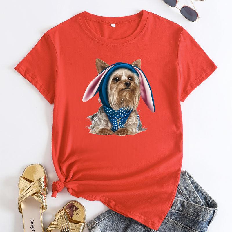 European And American Cute Dog Cotton Short-sleeved T-shirt - Nioor