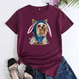 European And American Cute Dog Cotton Short-sleeved T-shirt - Nioor