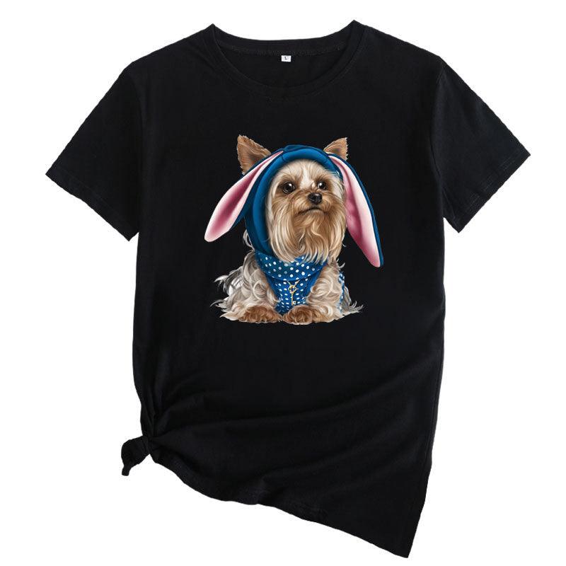 European And American Cute Dog Cotton Short-sleeved T-shirt - Nioor