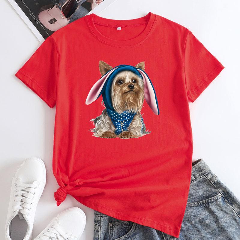 European And American Cute Dog Cotton Short-sleeved T-shirt - Nioor