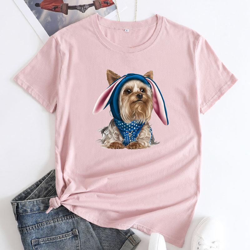 European And American Cute Dog Cotton Short-sleeved T-shirt - Nioor