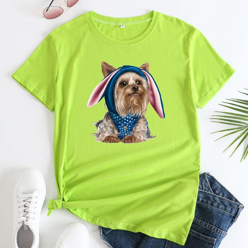 European And American Cute Dog Cotton Short-sleeved T-shirt - Nioor