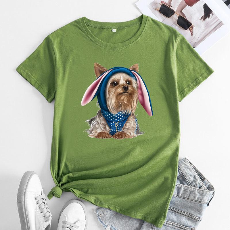 European And American Cute Dog Cotton Short-sleeved T-shirt - Nioor