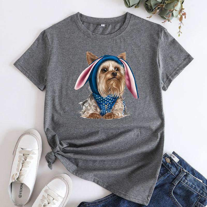 European And American Cute Dog Cotton Short-sleeved T-shirt - Nioor