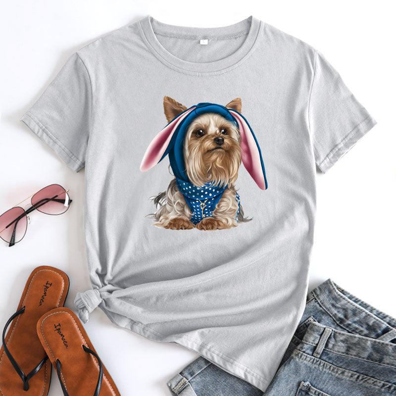 European And American Cute Dog Cotton Short-sleeved T-shirt - Nioor