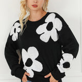 European And American Fashion Floral Print Warm Sweater Woman - Nioor