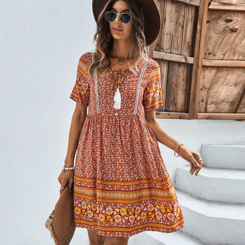 European And American Fashion Women's Wear Amazon Print Dress Bohemian Style - Nioor