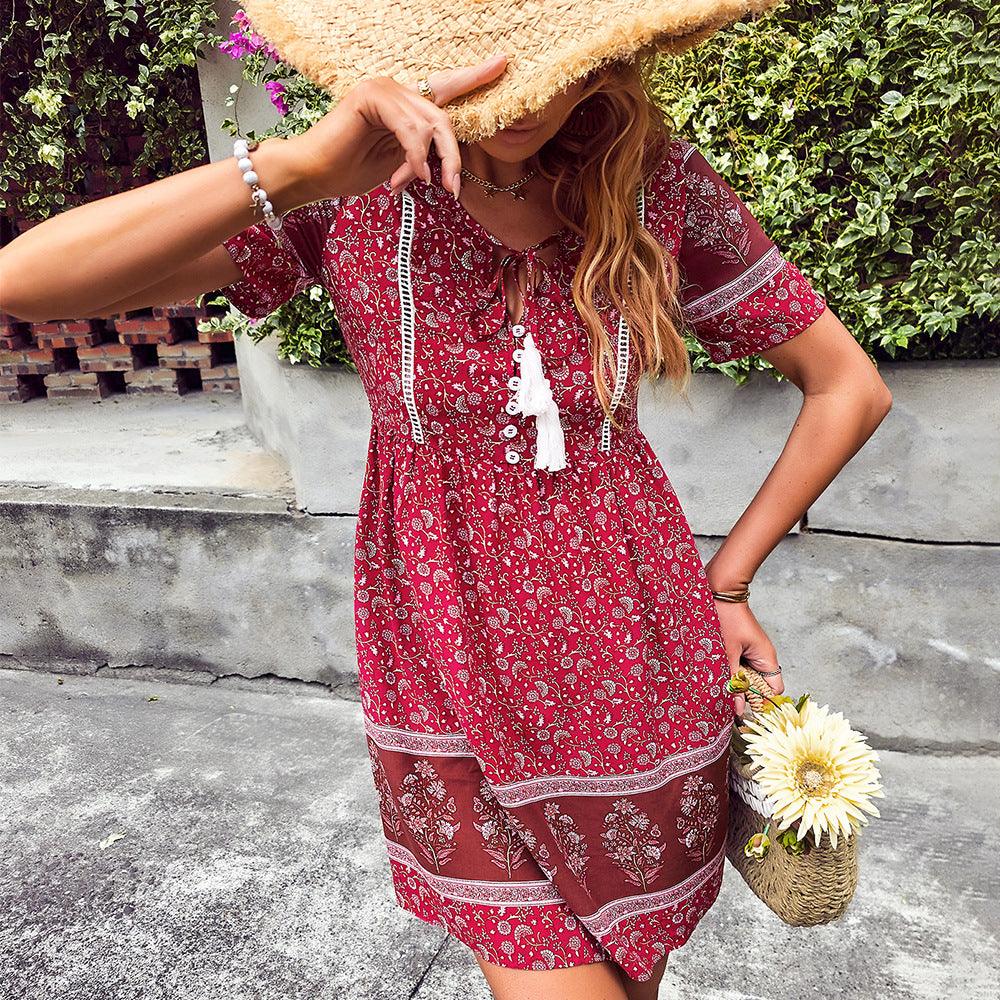 European And American Fashion Women's Wear Amazon Print Dress Bohemian Style - Nioor