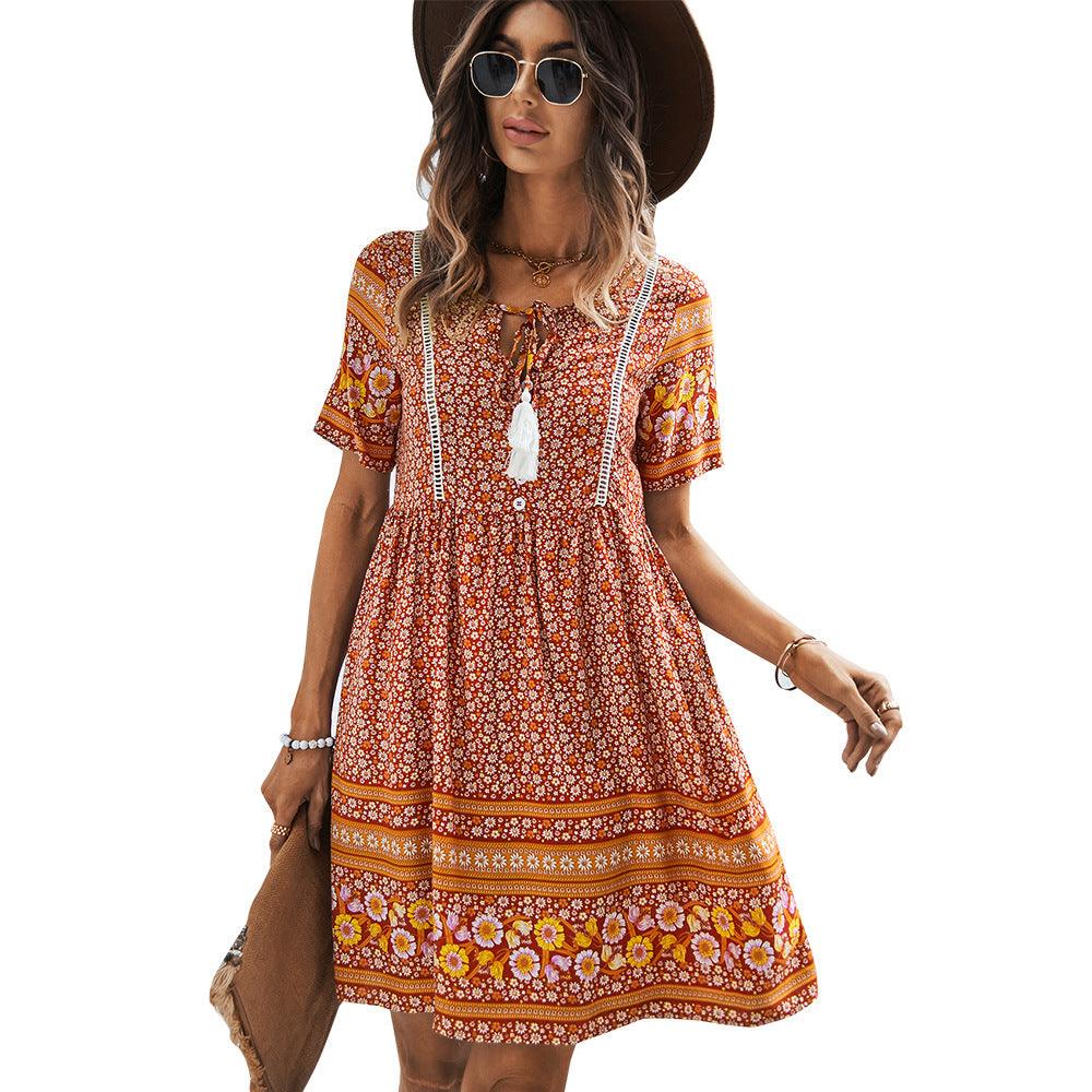 European And American Fashion Women's Wear Amazon Print Dress Bohemian Style - Nioor