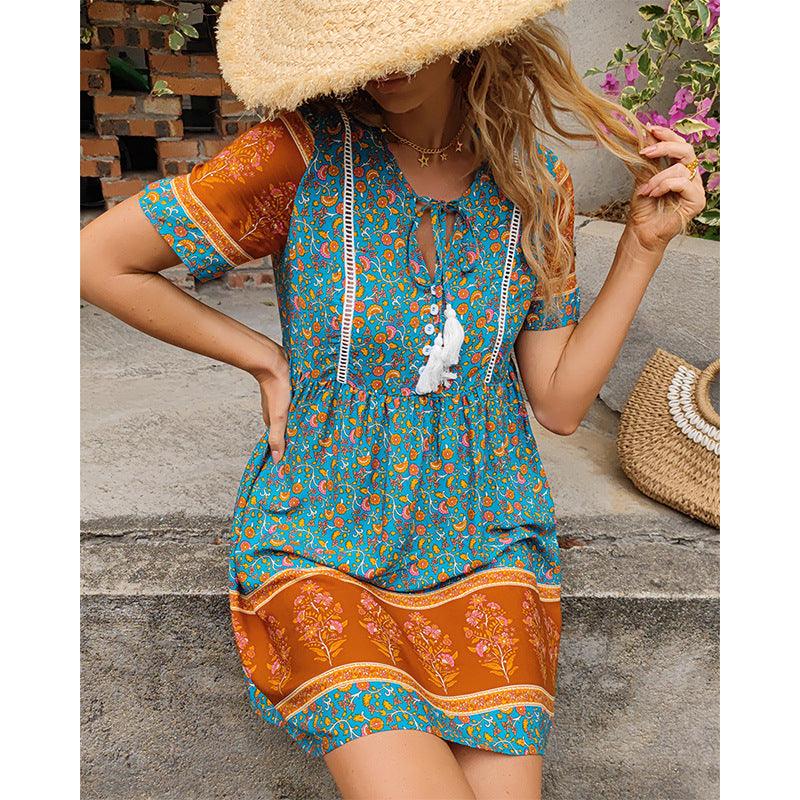 European And American Fashion Women's Wear Amazon Print Dress Bohemian Style - Nioor