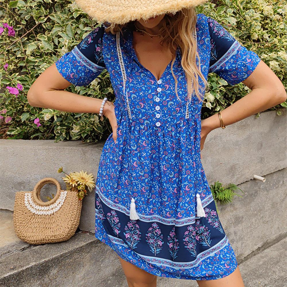 European And American Fashion Women's Wear Amazon Print Dress Bohemian Style - Nioor