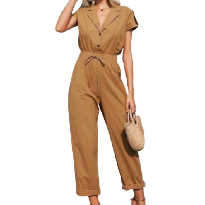 European And American Foreign Trade Women's New Style Commuter Elastic Waist Drawstring Jumpsuit - Nioor