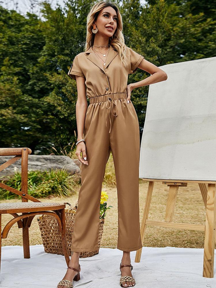 European And American Foreign Trade Women's New Style Commuter Elastic Waist Drawstring Jumpsuit - Nioor