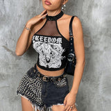 European And American Goths Style Punk Dark Court Retro Wild Skull Letter Vest - Nioor