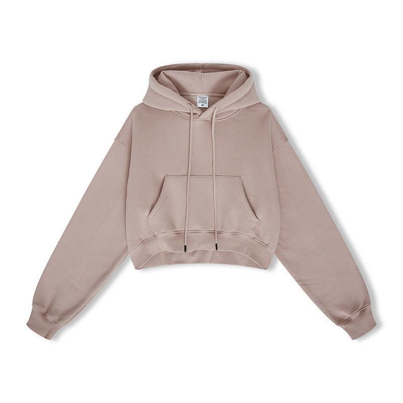 European And American High Street Women's Short Hooded Plush Sweater - Nioor