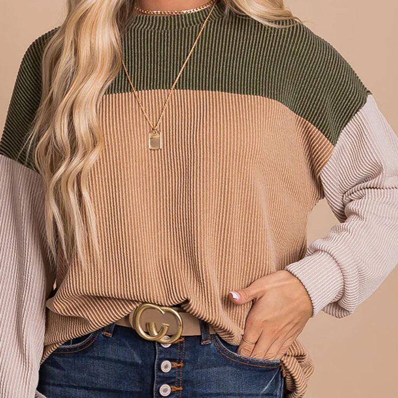 European And American Leisure Versatile Color Matching Long-sleeved Top - Nioor