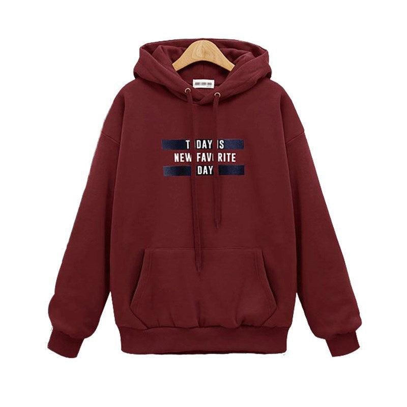 European And American Letter Printing Hooded Loose Pullover Women - Nioor