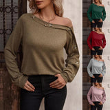 European And American New Women's Fashion Button Off Shoulder Top - Nioor