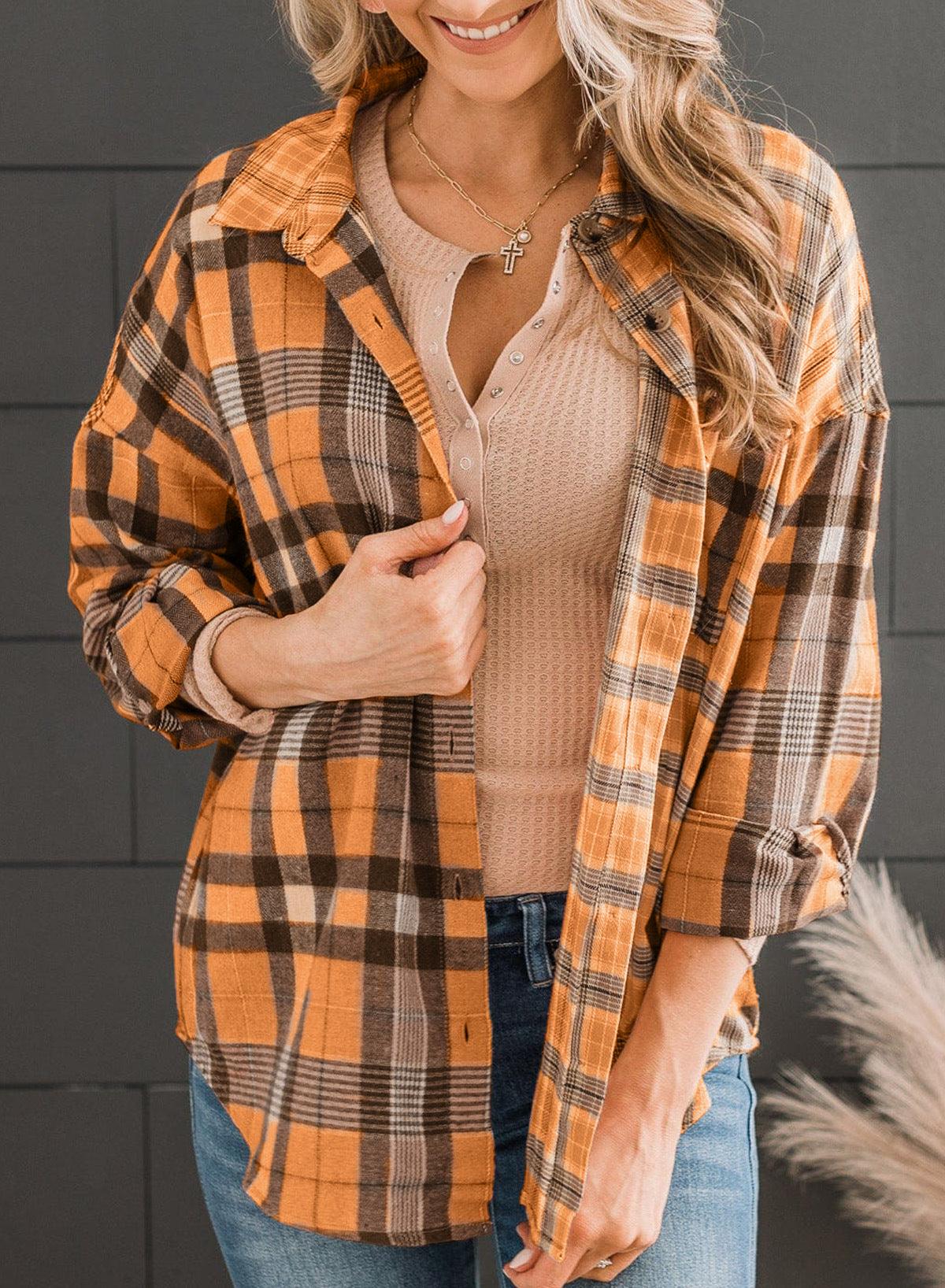 European And American Plaid Shirt Spring And Autumn Fashionable Loose All-match Long Sleeve Single-breasted Lapel Shirt - Nioor