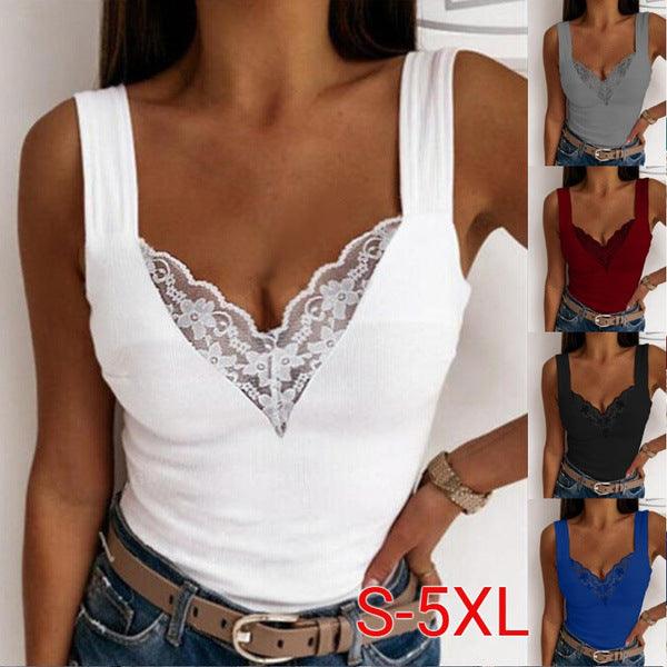 European And American Plus Size Fashion Casual Sexy Suspenders Lace Vest - Nioor