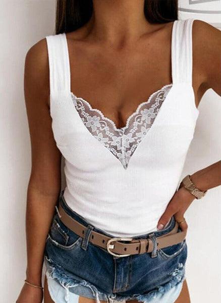 European And American Plus Size Fashion Casual Sexy Suspenders Lace Vest - Nioor