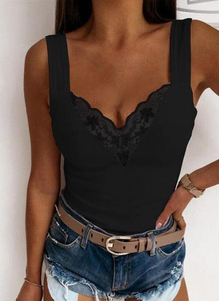 European And American Plus Size Fashion Casual Sexy Suspenders Lace Vest - Nioor