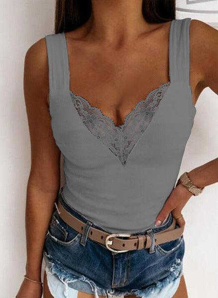 European And American Plus Size Fashion Casual Sexy Suspenders Lace Vest - Nioor