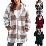 European And American Plush Women's Coat Long Sleeved Plaid - Nioor