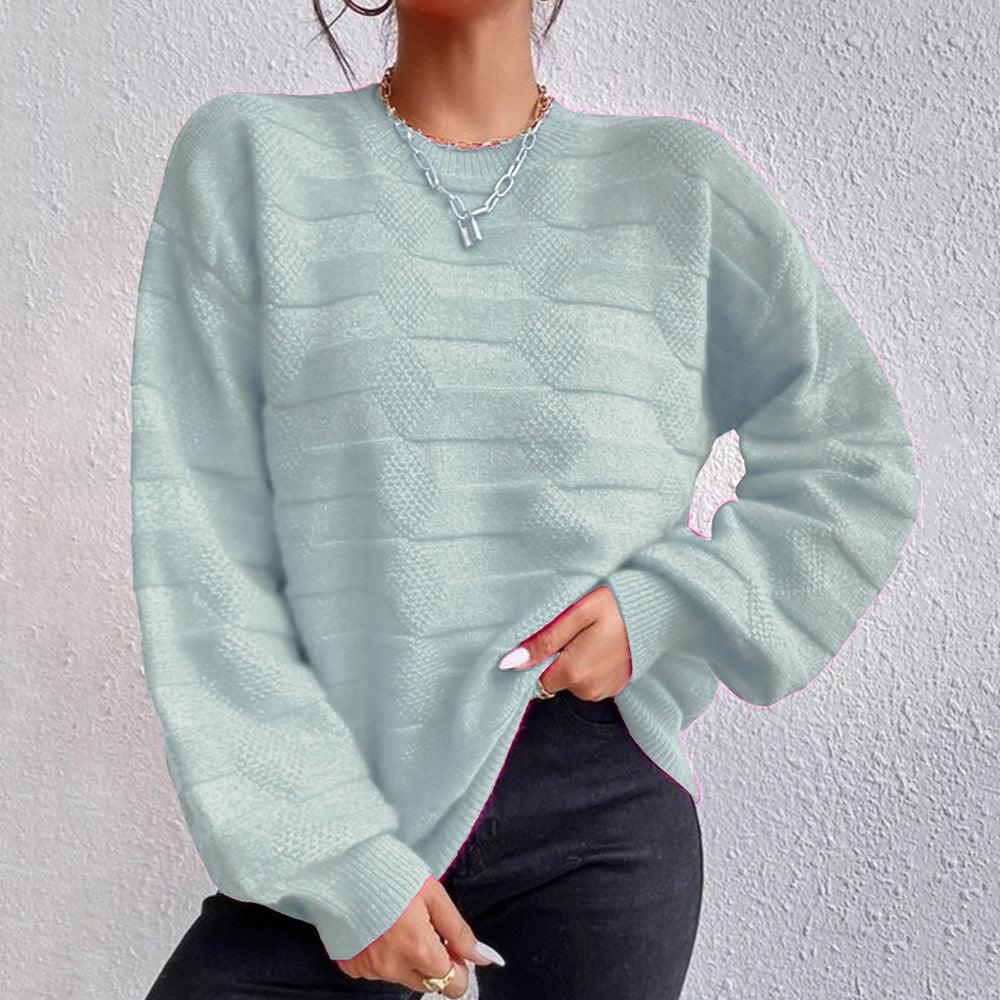 European And American Pure Color All-matching Simple Fashion Sweater - Nioor