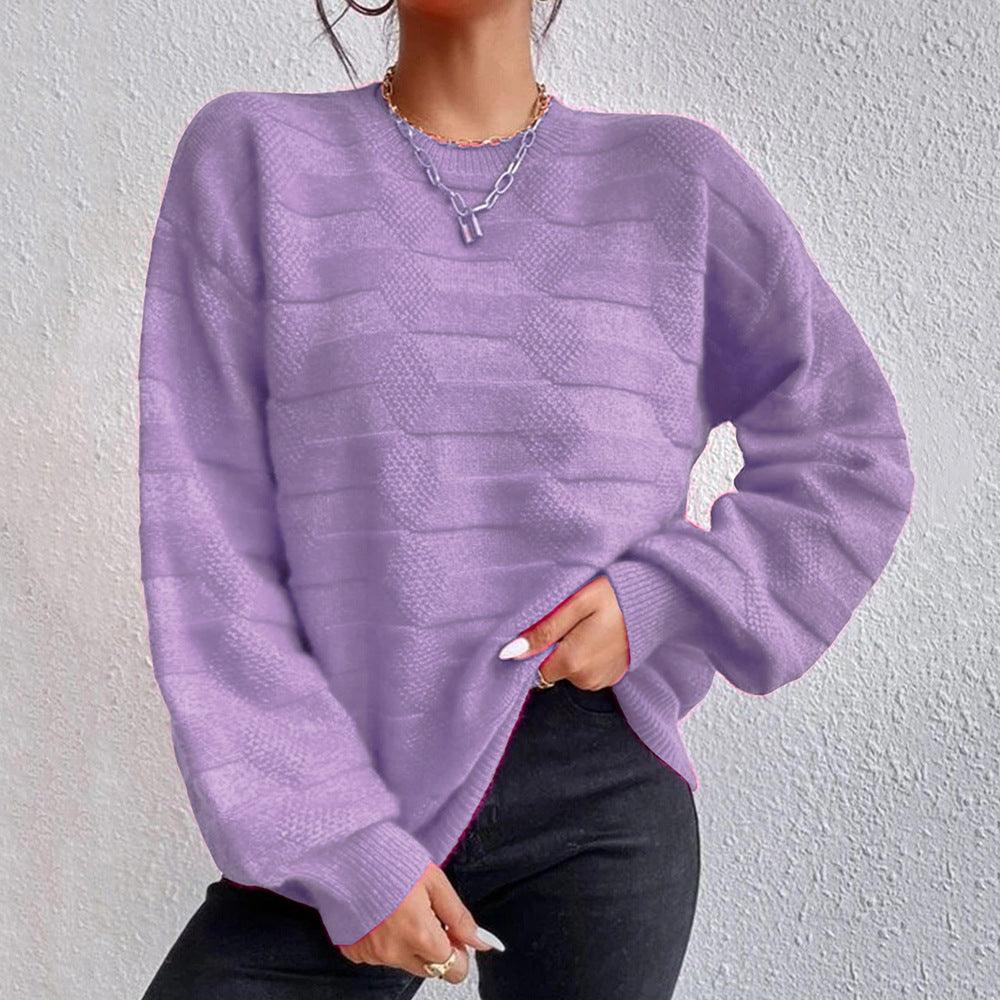 European And American Pure Color All-matching Simple Fashion Sweater - Nioor