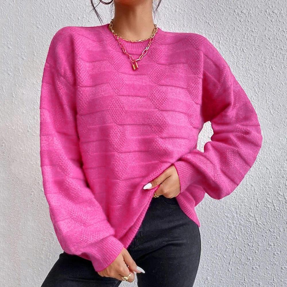 European And American Pure Color All-matching Simple Fashion Sweater - Nioor