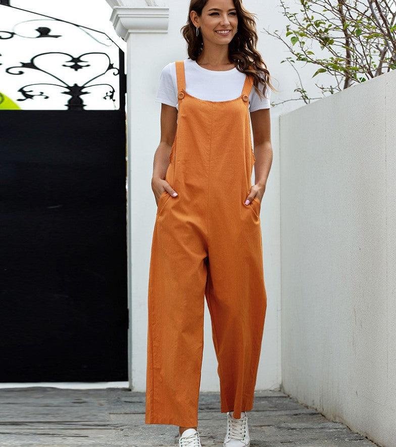 European And American Retro Casual Long Bib Pants - Nioor