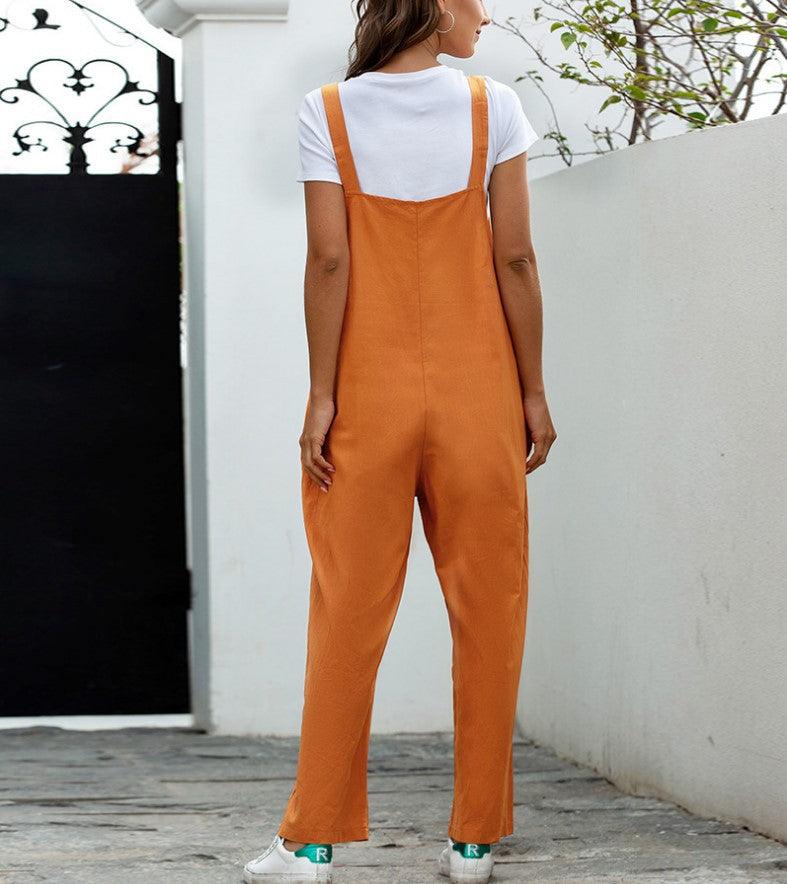 European And American Retro Casual Long Bib Pants - Nioor