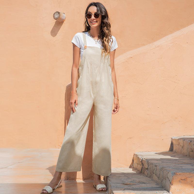 European And American Retro Casual Long Bib Pants - Nioor