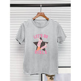 European And American Round Neck T-shirt 100 Cotton Denim Girl Boots Printing - Nioor