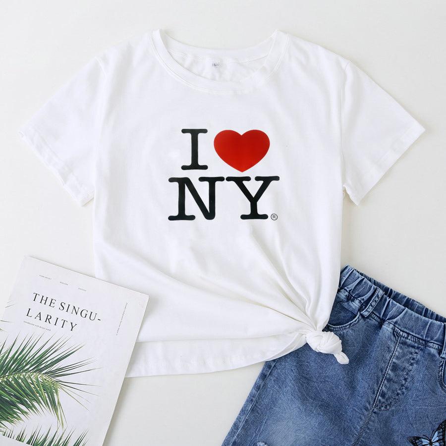 European And American Street Style Casual Letter Print Short-sleeve T-shirt - Nioor