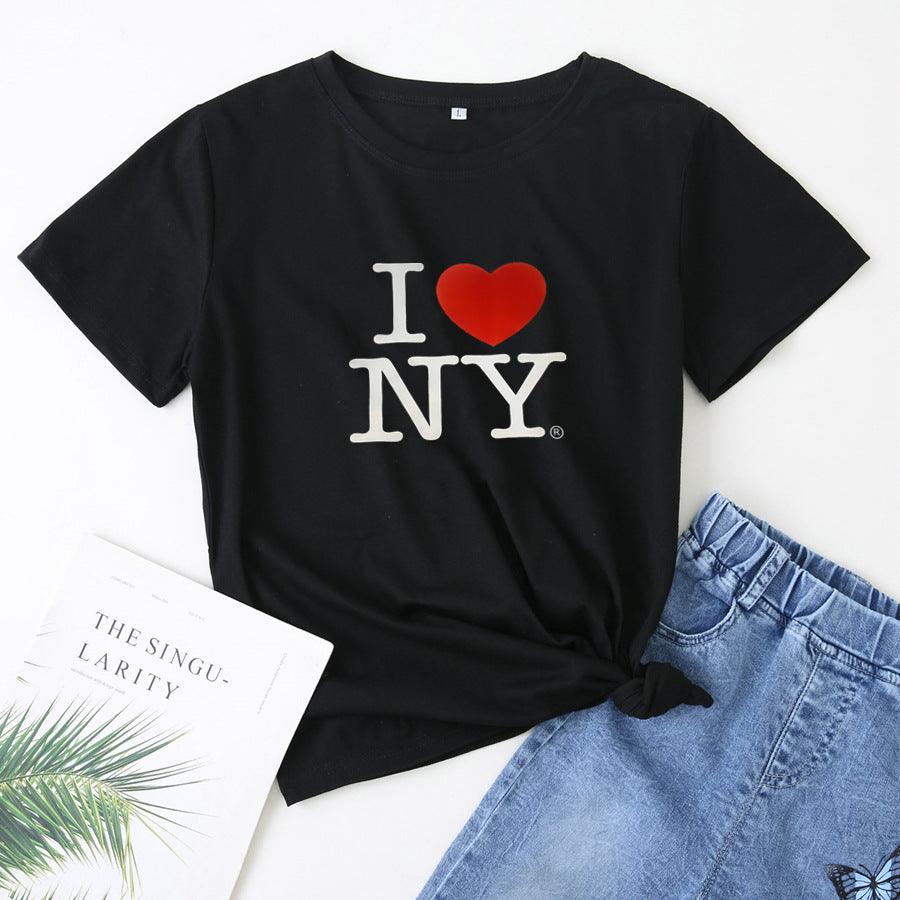 European And American Street Style Casual Letter Print Short-sleeve T-shirt - Nioor