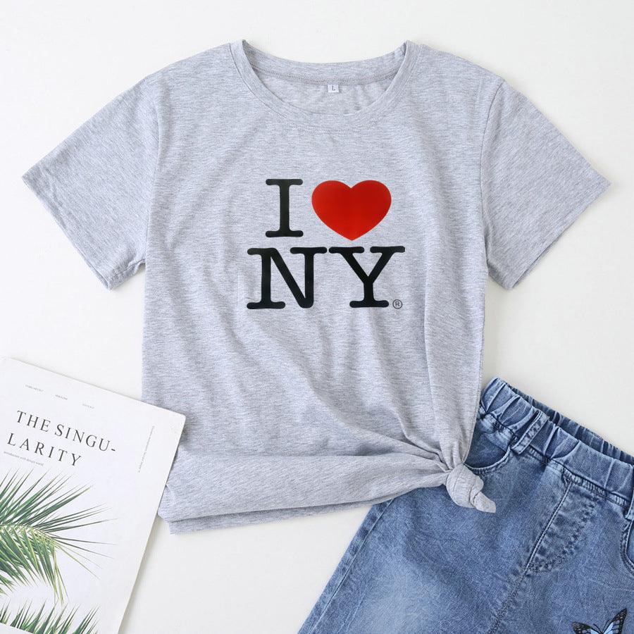 European And American Street Style Casual Letter Print Short-sleeve T-shirt - Nioor