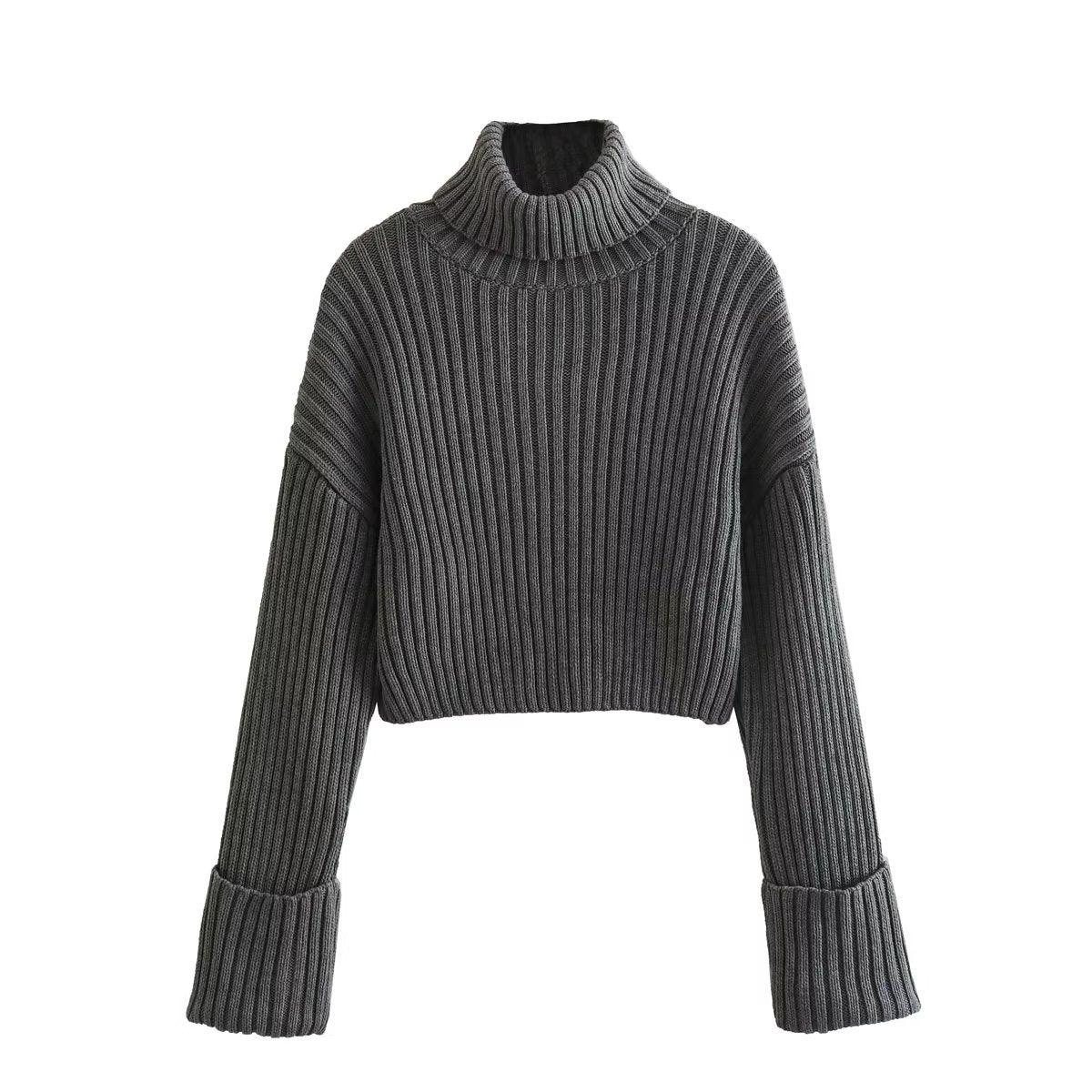 European And American Style Women's Ribbed Turtleneck Sweater Women - Nioor