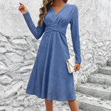 European And American Waist-controlled Slimming Long Sleeve Dress - Nioor