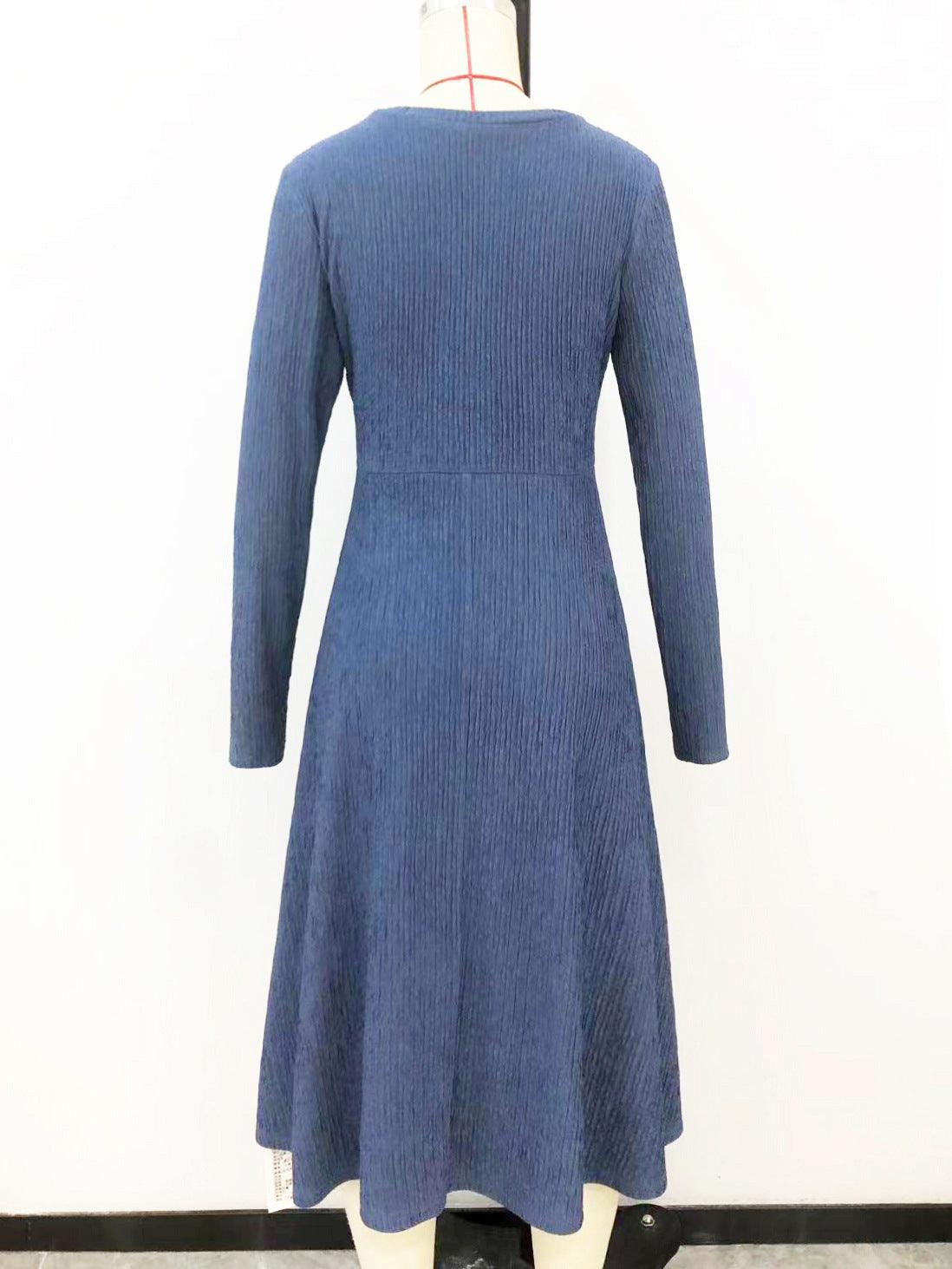 European And American Waist-controlled Slimming Long Sleeve Dress - Nioor