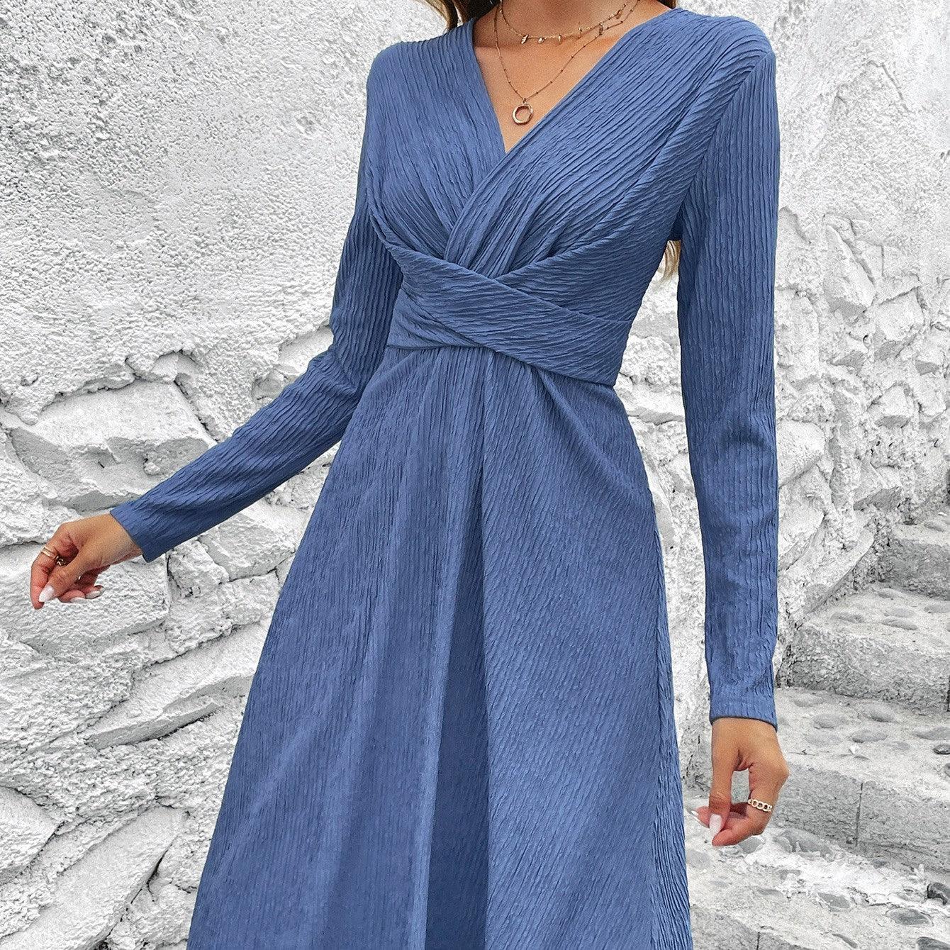 European And American Waist-controlled Slimming Long Sleeve Dress - Nioor