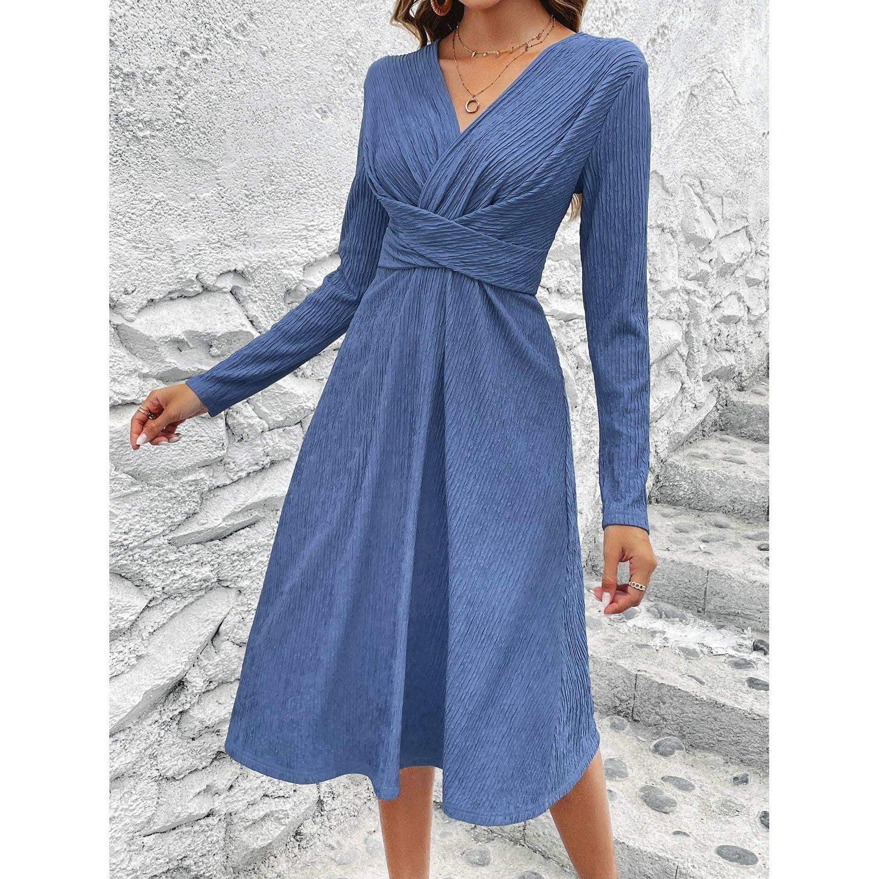 European And American Waist-controlled Slimming Long Sleeve Dress - Nioor