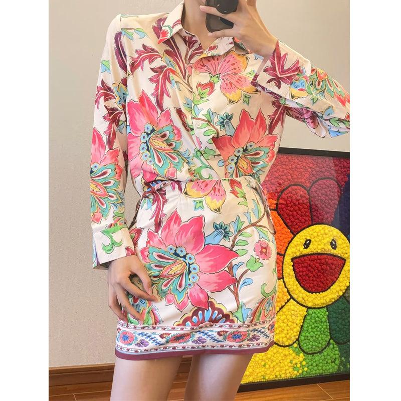 European And American Women's Clothing Fashion Printed Coat Shirt Skirt Pants Fashion Suit - Nioor