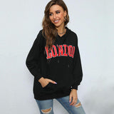 European And American Women's Clothing Hooded Letter-print Sweatshirt Leisure Pullover Hoodie - Nioor